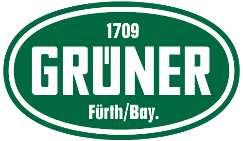 Ein grünes ovales Logo mit weißem Text in Großbuchstaben: 1709 Grüner Fürth/Bay. 